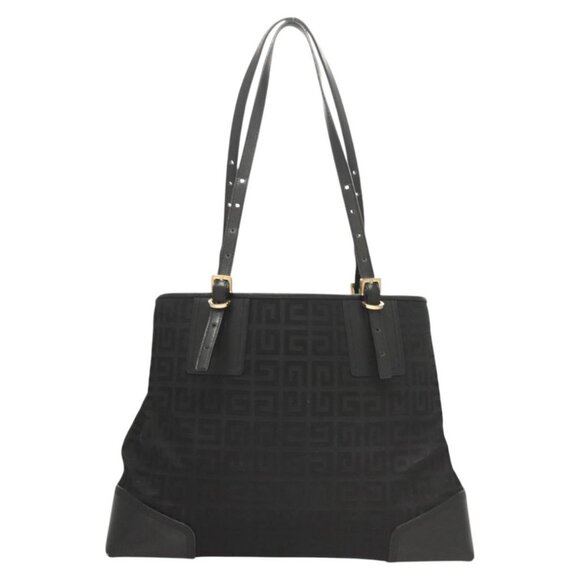 GIVENCHY Tote Bag Canvas Black Gold Auth - Picture 1 of 16